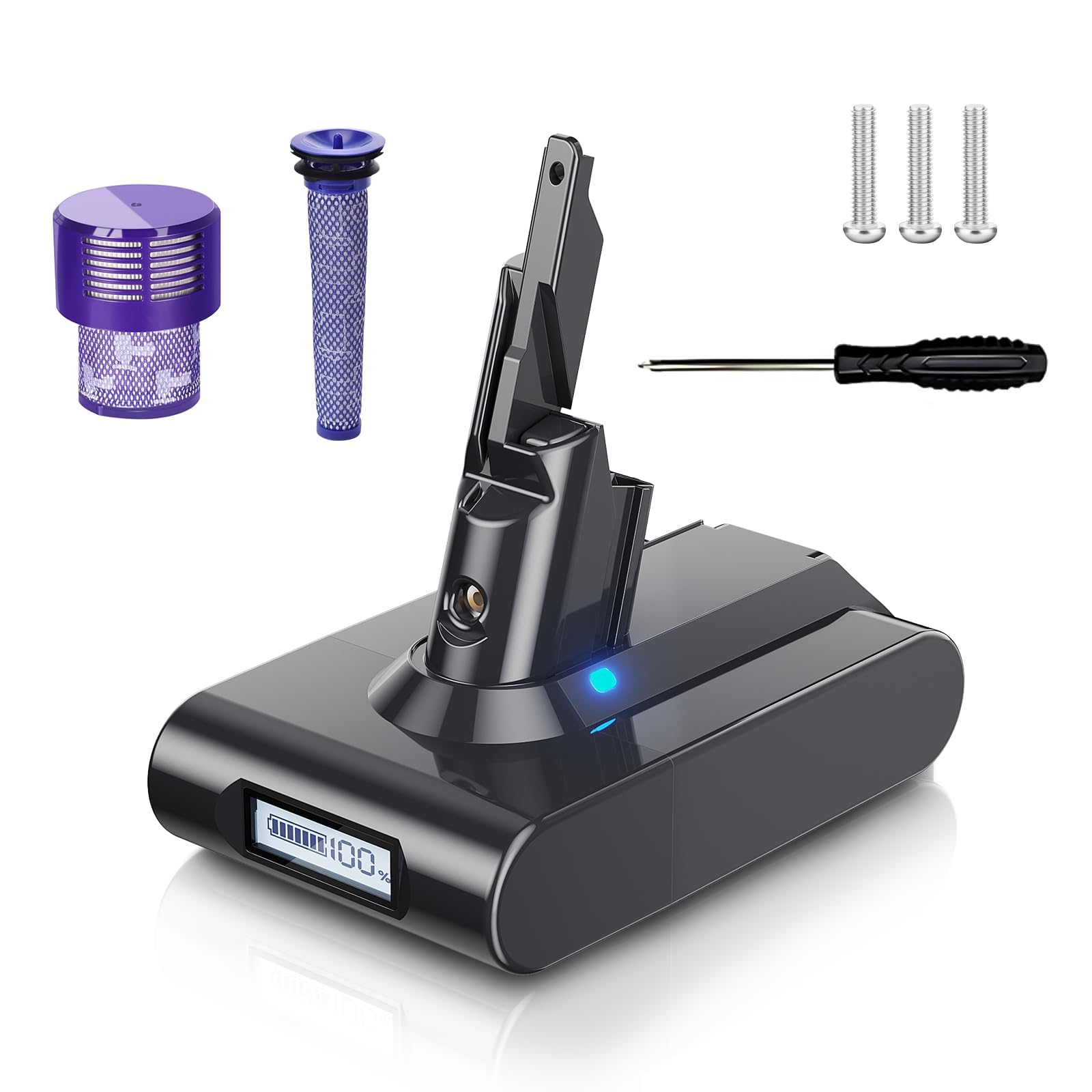 Upgraded 7.0Ah Replacement for Dyson V7 Battery 21.6V Lithium-Ion Compatible with SV11 V7 Motorhead/Animal/Trigger/HEPA/Car+Boat/Absolute Handheld Vacuum Cleaners with Pre-Filters