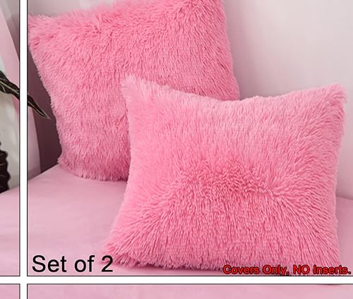 Miniatura 3 de MorroMorn Juego de 2 fundas de almohada peludas y largas, de piel sintética, cuadradas, para cama, sofá, decoración de habitación con cremallera