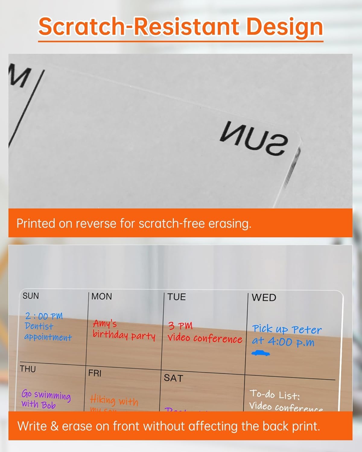 True-Ally Acrylic Desktop Weekly Planner, (30 x 15 cm) Clear Whiteboard with Metal Stand, Dry Erase to-Do List Calendar for Office, Home, School, 6 Marker Included (Black) 4