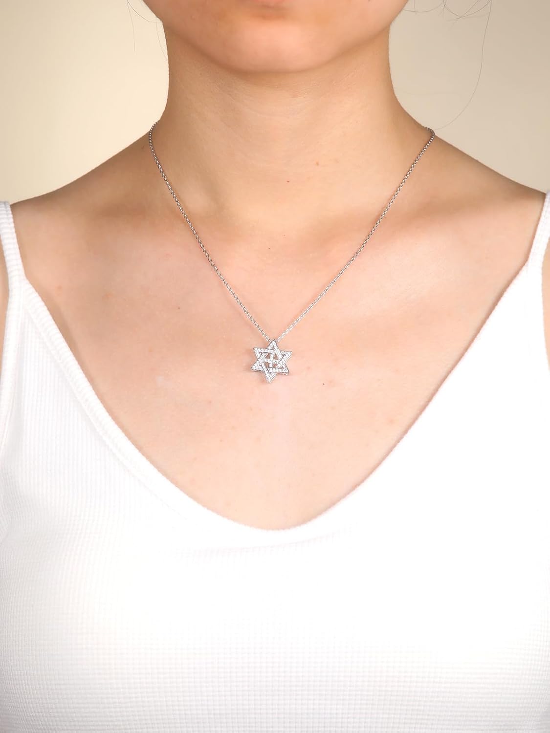 CYW Moissanite Jewish Star of David Pendant Necklace for Women, Really Authentic Solid 925 Sterling Silver, Israel Necklace - Image 2