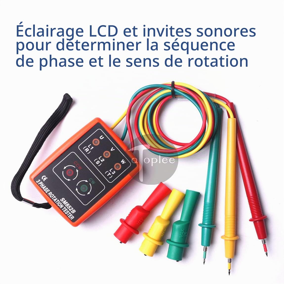 ATOPLEE 3 Présence de séquence de rotation de phase Tester Indicateur compteur Détecteur LED et buzzer 60V 600V ~ (3 Phase AC)