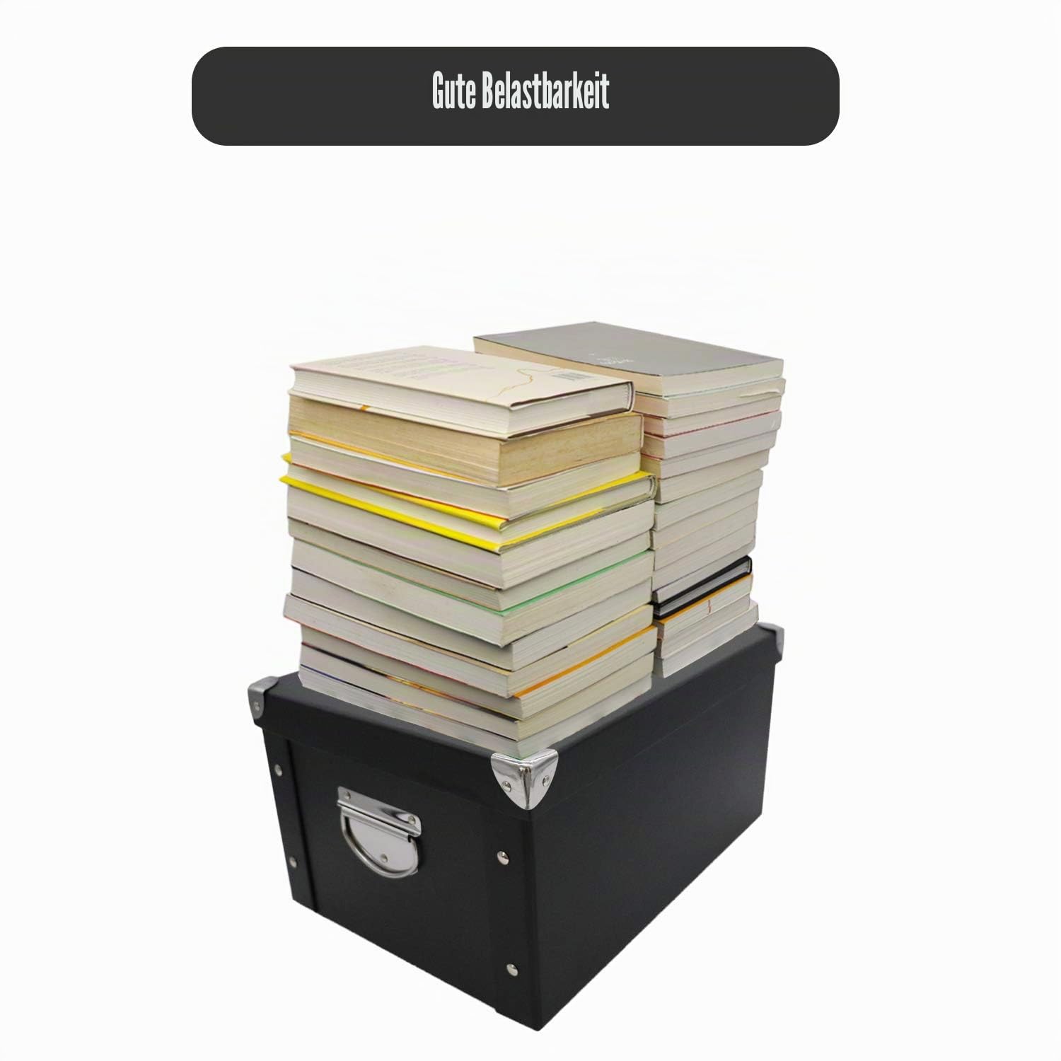 GUOZI Faltbare Aufbewahrungsbox, Dekorative Erinnerungsbox mit Deckel und metallverstärkten Ecken, Aktenkorb aus Karton mit Griffen für Andenken Spielzeug Fotos Büro Kleiderschrank Bücherregal