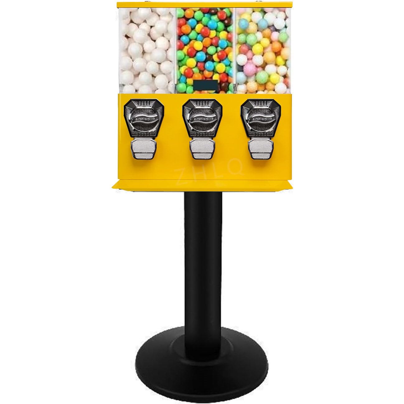 Automat Sprzedający Komercyjny Z Potrójną Komorą Na Monety 25 Centów / 1 Eur, Automaty Sprzedające Dla Firm, Automat Do Sprzedaży Gum Do żucia Ze Stojakiem,Yellow-0.4"Outlet