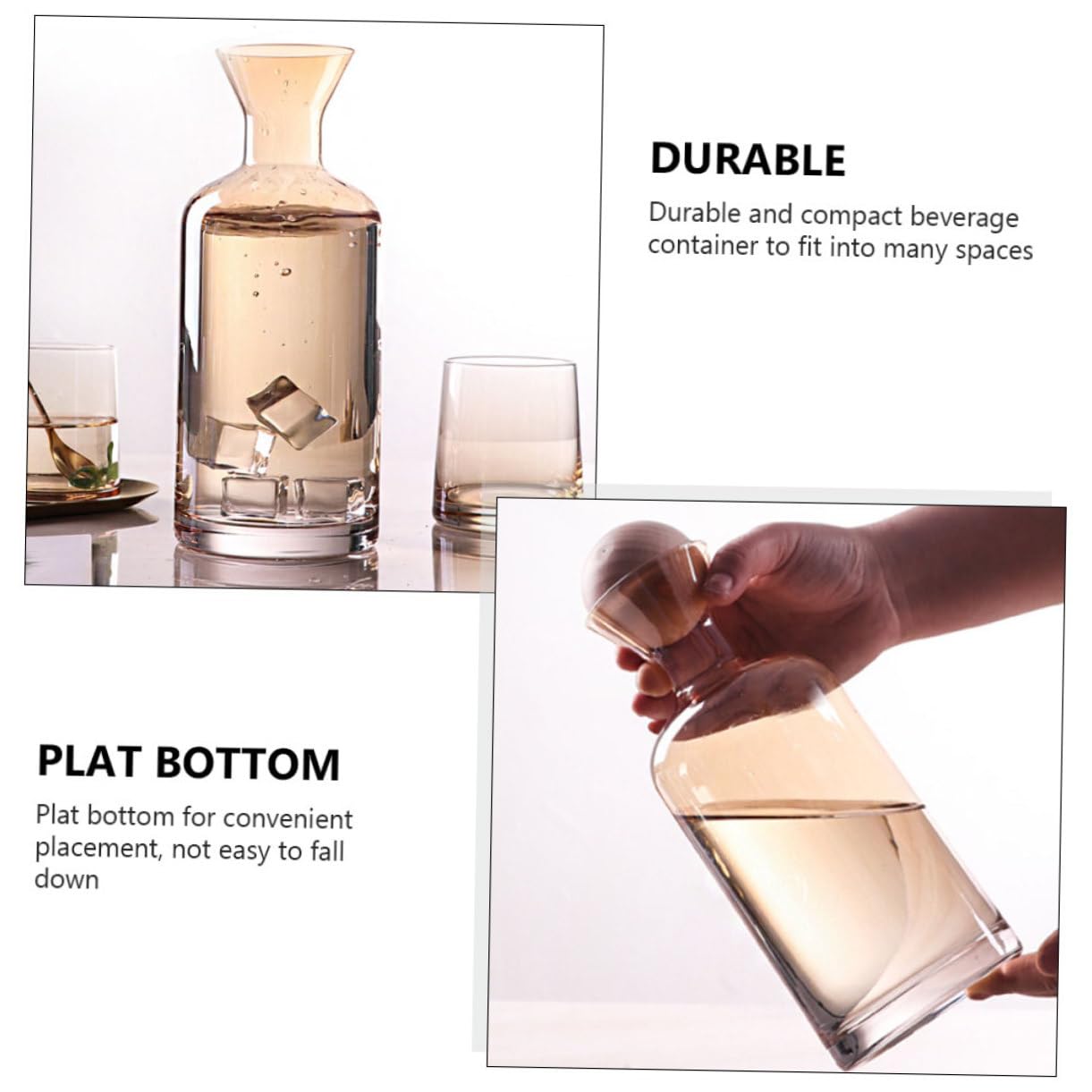 LABRIMP Jarra de Vidrio Resistente al Calor con Tapa de Madera Extraíble Capacidad Grande para Agua Fría Bebidas y Té para Uso Doméstico y Refrigerador Fácil de Llenar y Servir