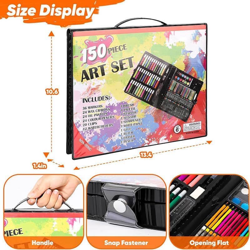 Image of Brand Conquer Art Supplies Set with Carry Case - Drawing & Painting Kit for Boys & Girls | Includes Markers, Crayons, Oil Pastels, Watercolors, Colored Pencils | Gift for Kids