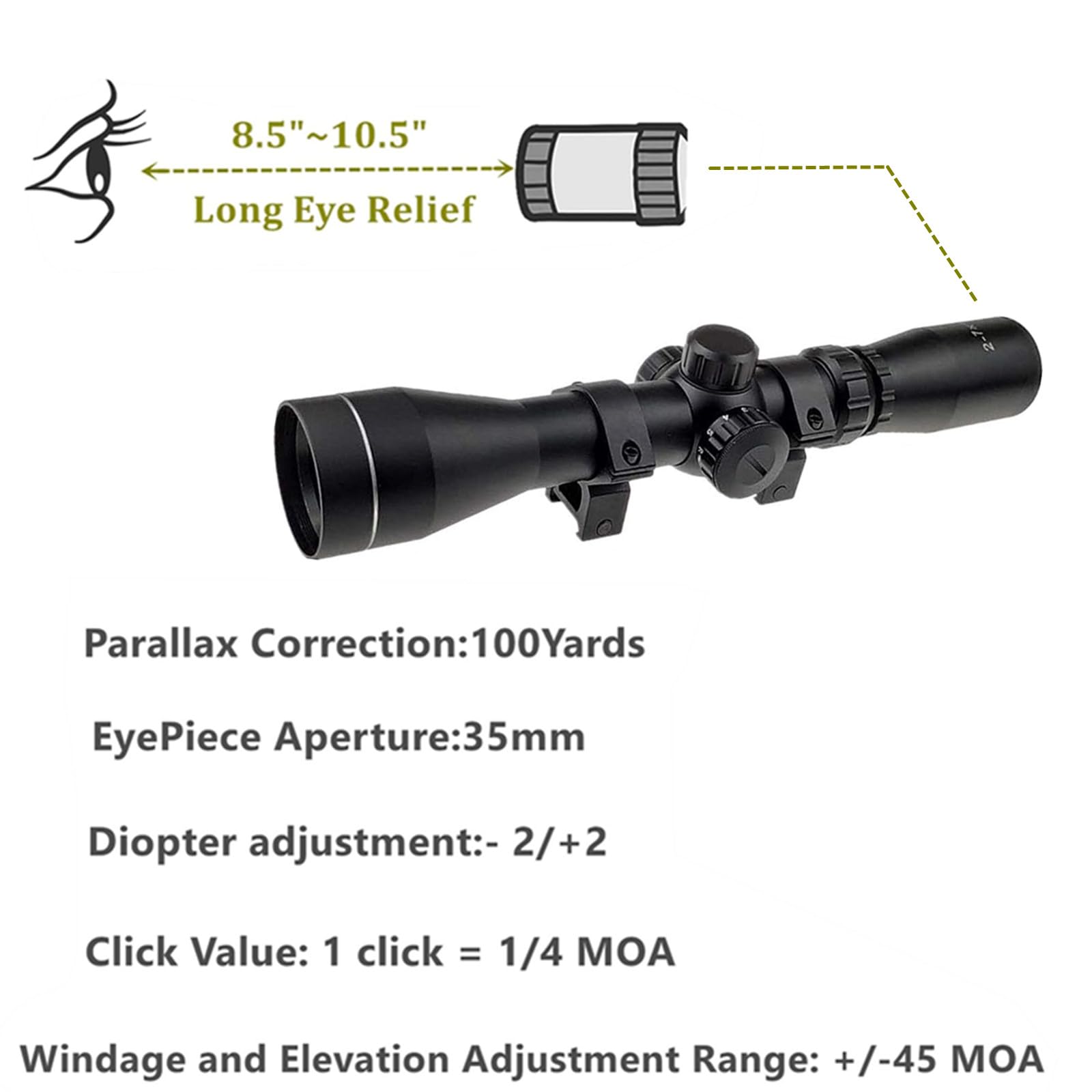Amazon.co.jp: CAJOAUIS 2-7x42 ロングアイレリーフスコープ レッド