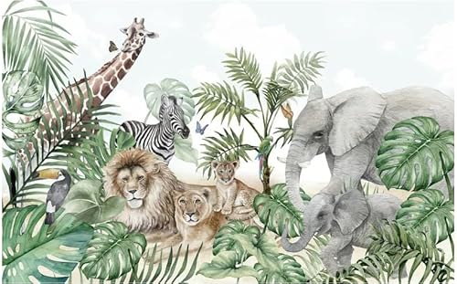 Mrata Tropical Green Plant Jungle Animal Wall Stickers，Customized Wall Murals Wallpaper For Bedrooms,Living Rooms, Offices #TOP4