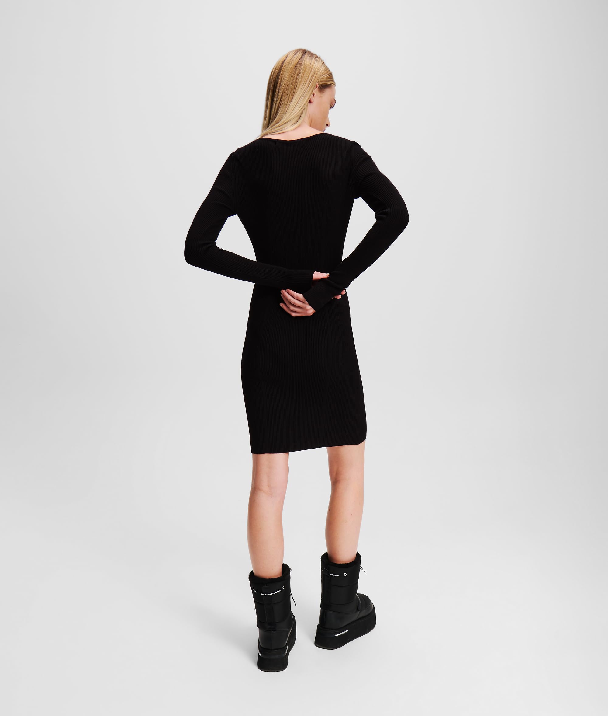 Karl Lagerfeld Jeans Donne Long Sleeve Knitted Logo Dress