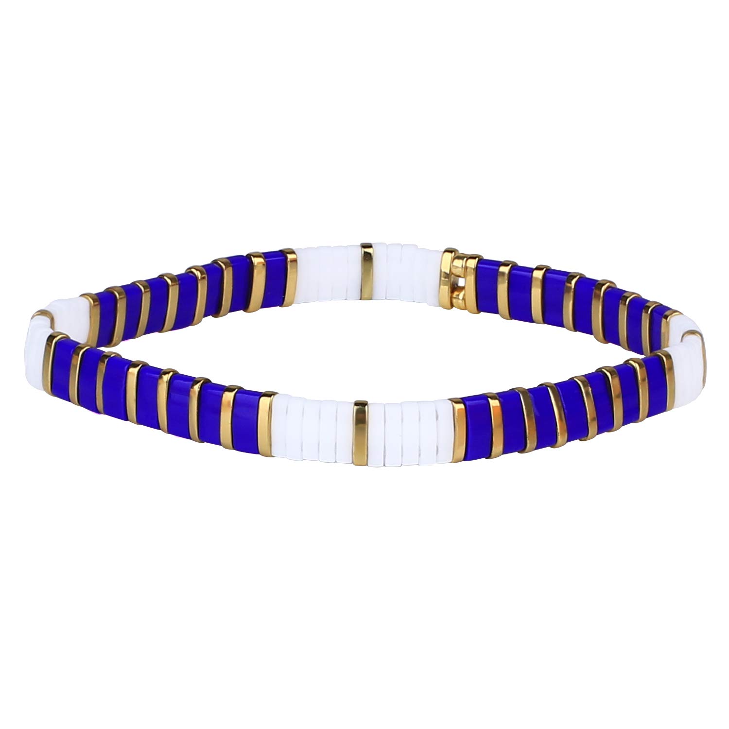 KELITCH Coloured Stretch Bracelets Tila Beads Bracelets Friendship Bracelets Boho Charm Bracelets for Women