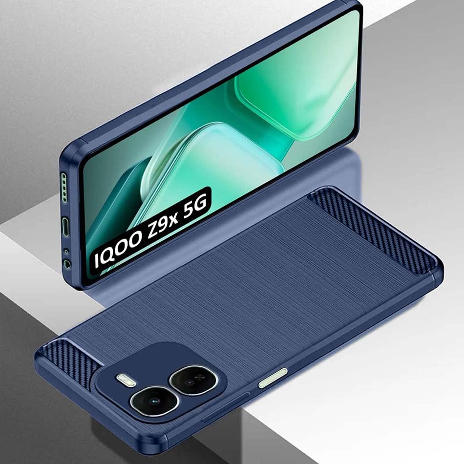 Image of Fashionury Back Cover for iQOO Z9x 5G | Hybrid Protection | Anti-Slip Grip | Rubber TPU Stylish Back Case for iQOO Z9x 5G (Blue)