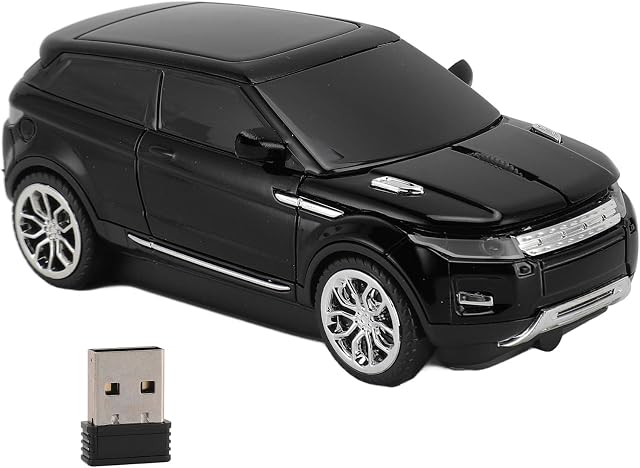 Cool SUV Car Shaped Cordless Mouse, Auto Sleep Long Battery Life, 2.4Ghz Computer Mouse with USB Receiver, 1600 DPI Optical Cordless Mice, for Desktop, Laptop, Computer (Black)