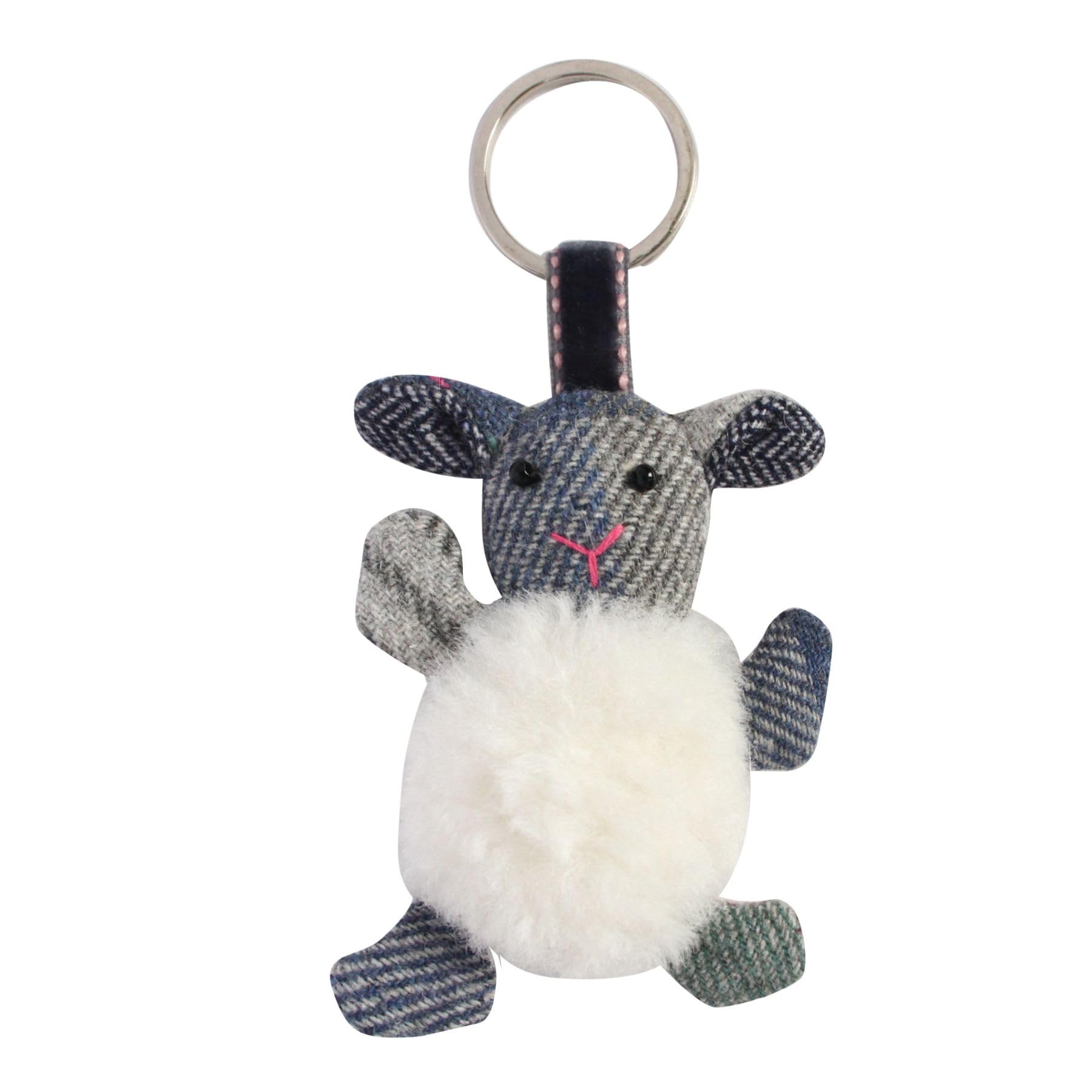 Earth Squared Fluffy Sheep Keyring With Tweed Ears - Drem