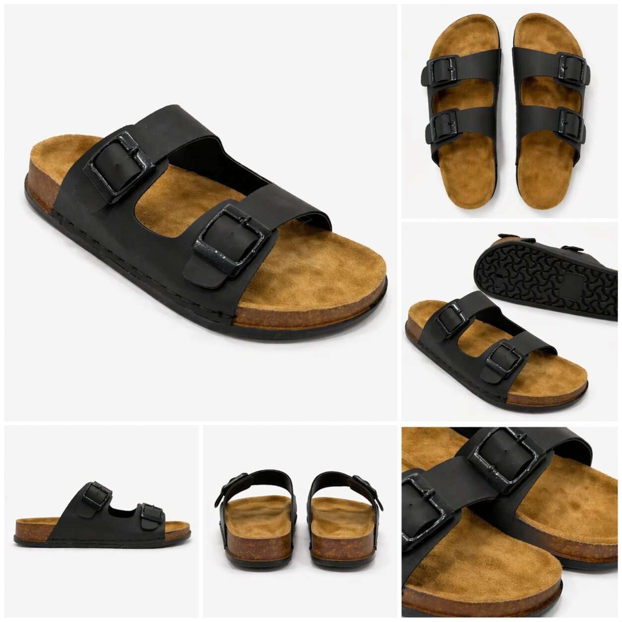 Sandali casual da uomo con punta aperta, comodi, estivi, da indossare tutti i giorni, Nero , 45 1/3 EU