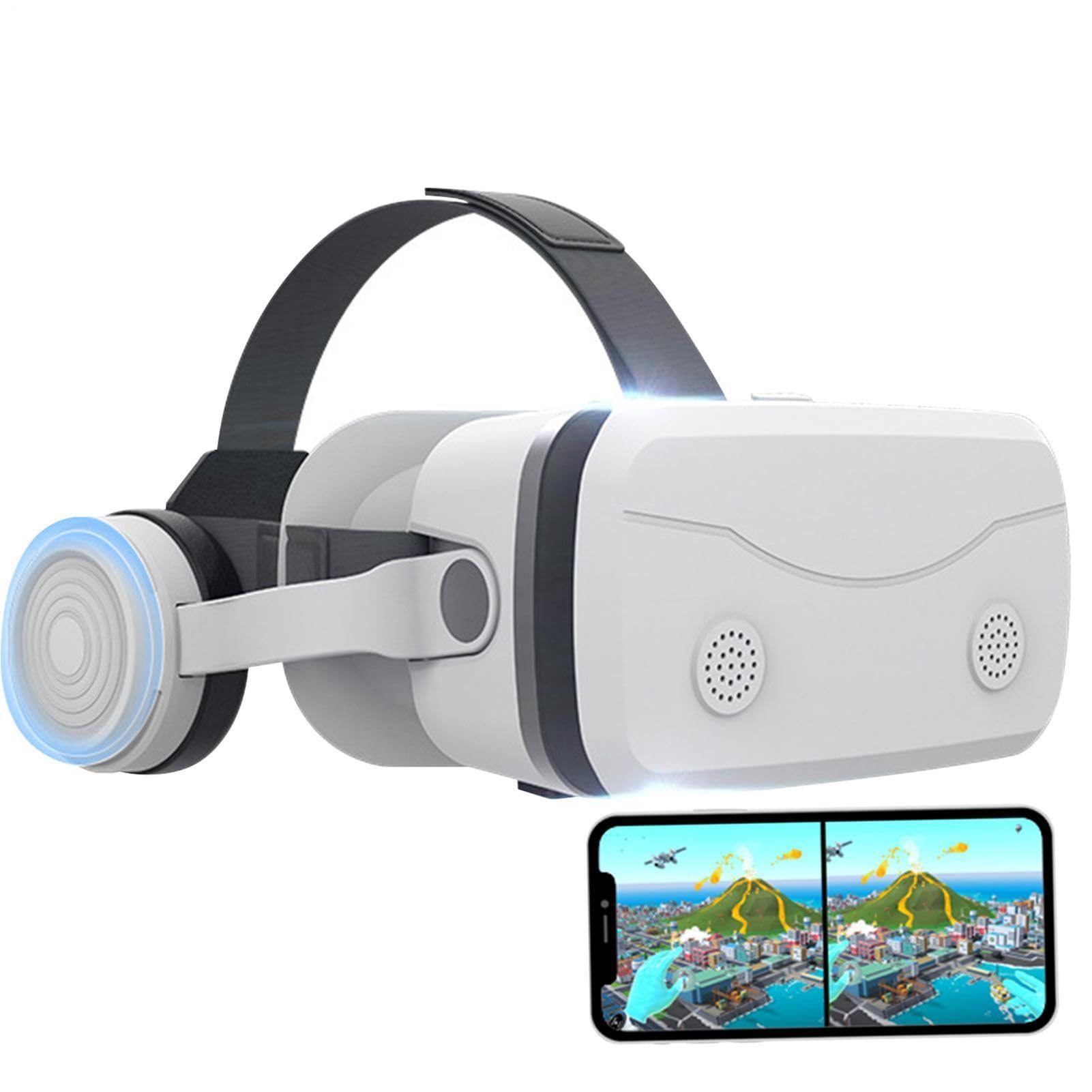 Gafas 3D - Auriculares De Realidad Virtual Para PC Con Lente HD De Luz | Material De Revestimiento De Cuero Ligero Auriculares Inmersivos | Para Teléfonos Móviles Para Viajes, Relax E Intrat