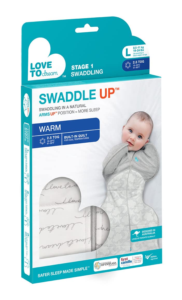 Love to Dream Swaddle UP Warm, 2.5 TOG, Dramatically Better Sleep, Allow Baby to Sleep in Preferred Arms Up Position for Self-Soothing, Snug Fit Calms Startle Reflex, 5-8.5lbs, Olive Bees - Image 4