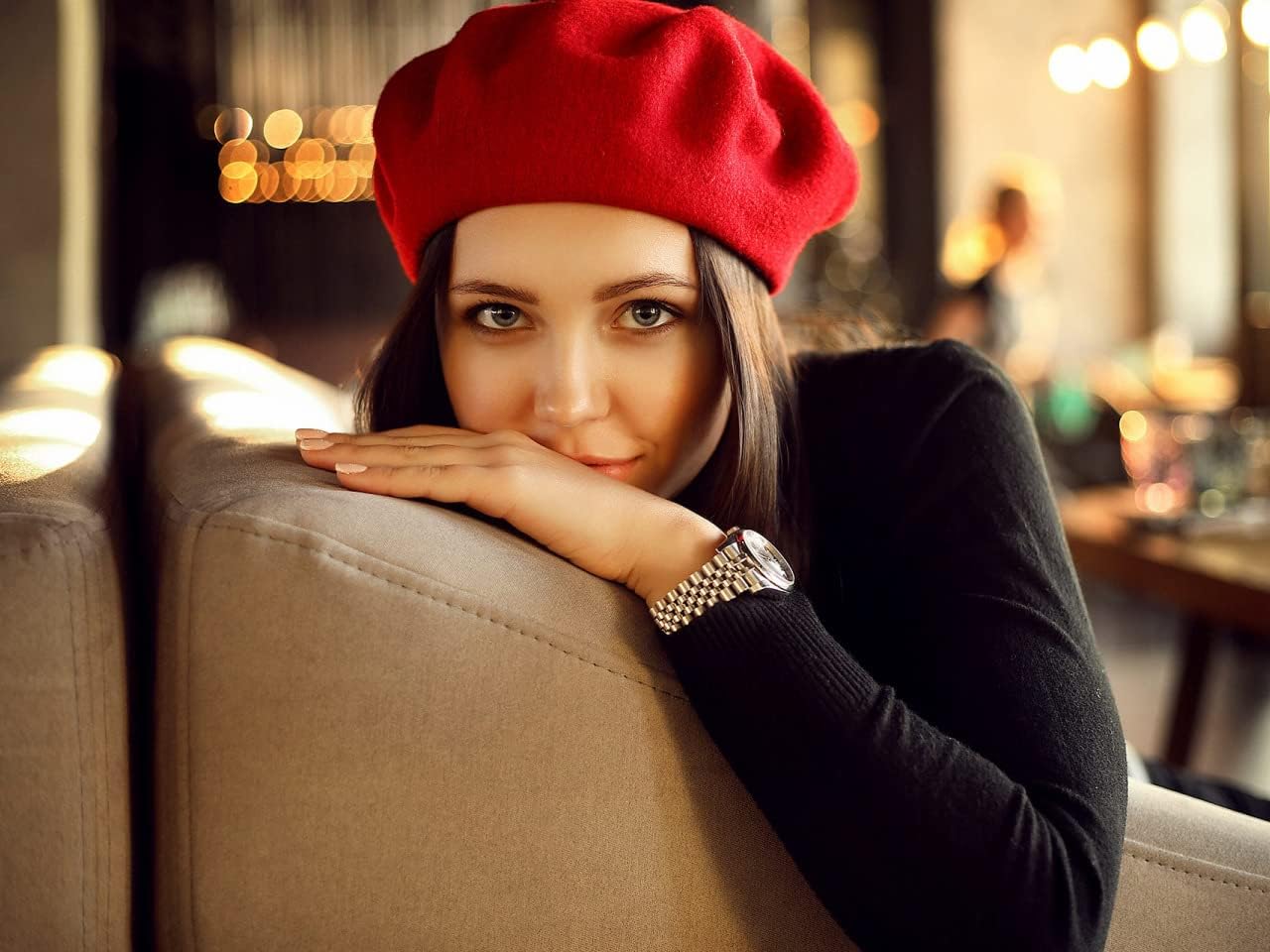 Women French Wool Beret Hats - Solid Color Classic Beanie Winter Cap - Image 3