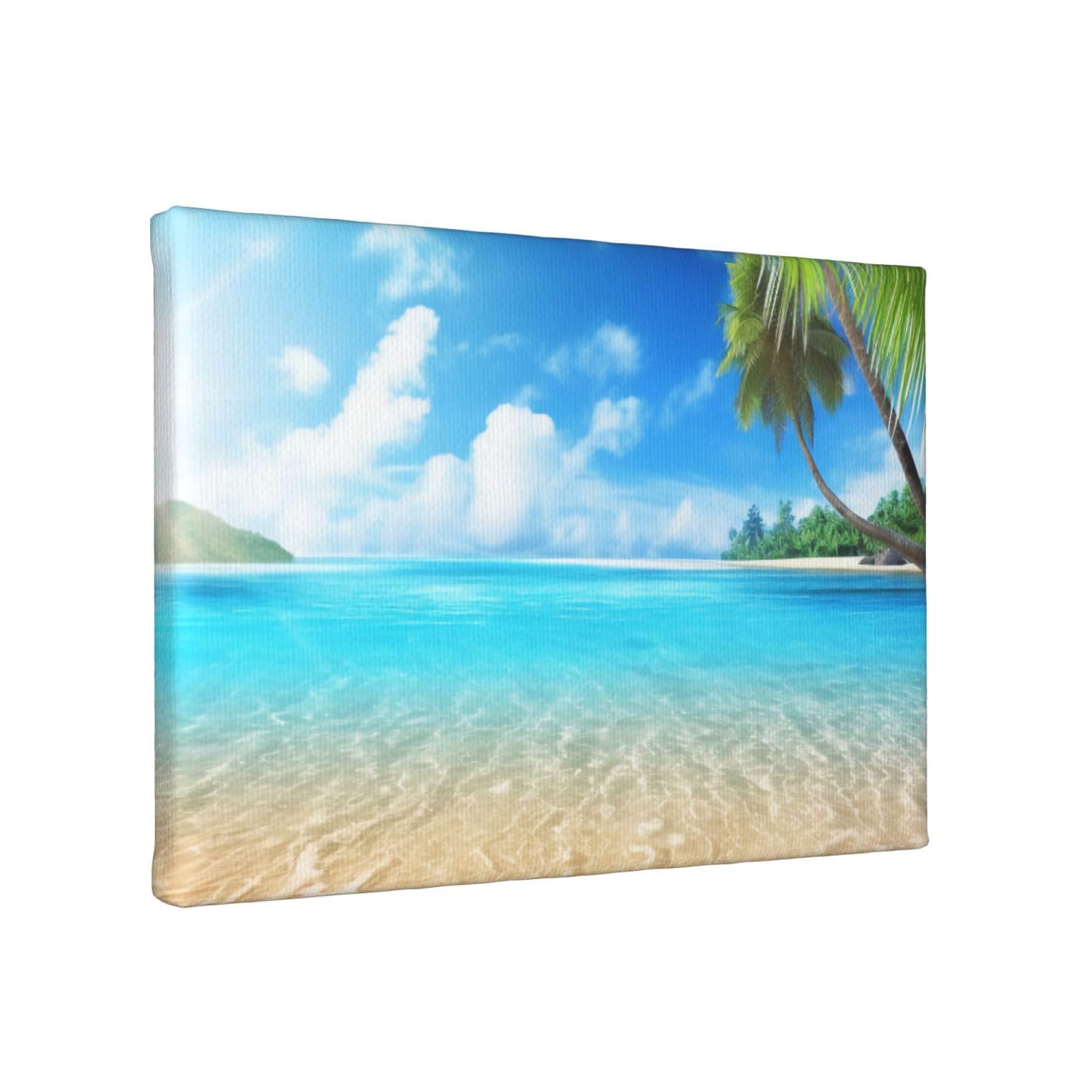 YKLJG Tropical beach plant theme Printed Wall Art Canvas Painting 30x20 CM Wooden Framed Picture Painting Artwork Prints for Bedroom Kitchen Home Office Decor
