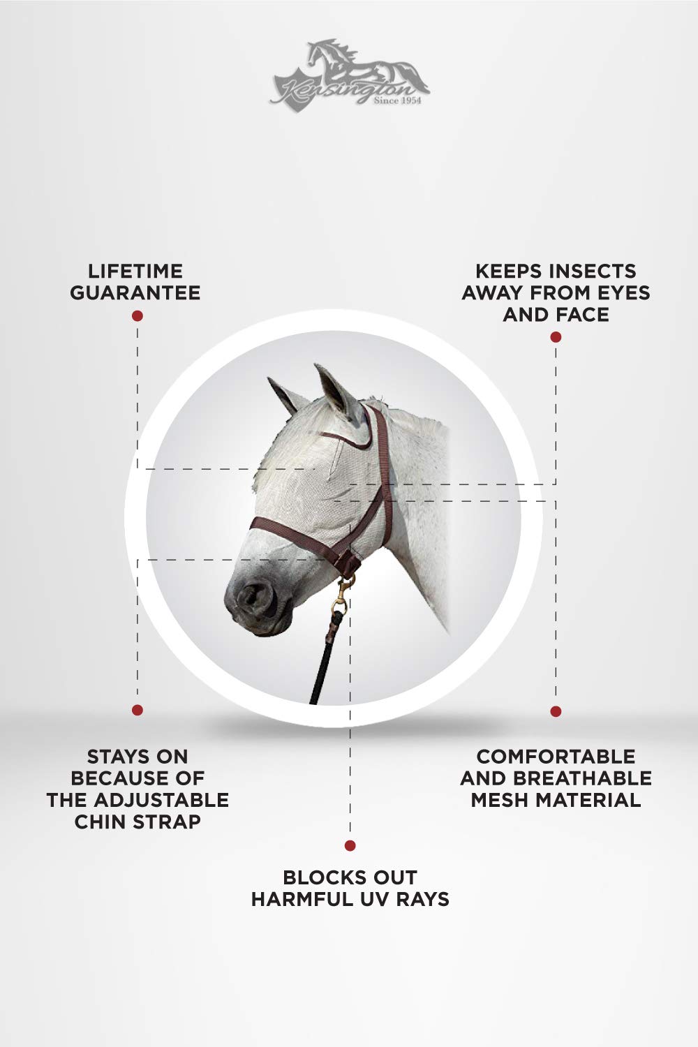 Kensington Natural Look CatchMask Horse Fly Mask — Innovative Combination Fly Mask and Catch Halter with Double Locking Lead Rope Fastener — 2 Sizes (Grey/Tan, Large)