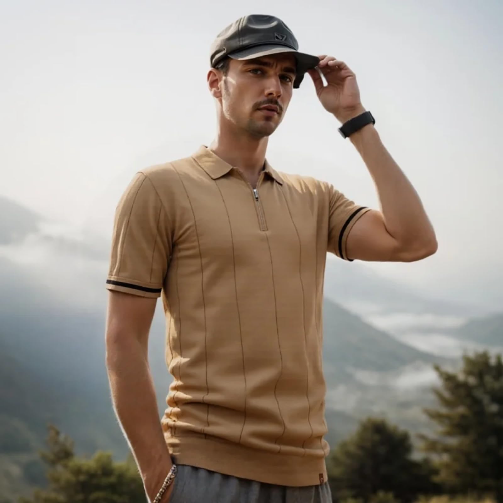 T Shirt Camicia Sportiva con Cerniera in Tinta Unita da Uomo Camicie Sportive per Uomo Office Slim