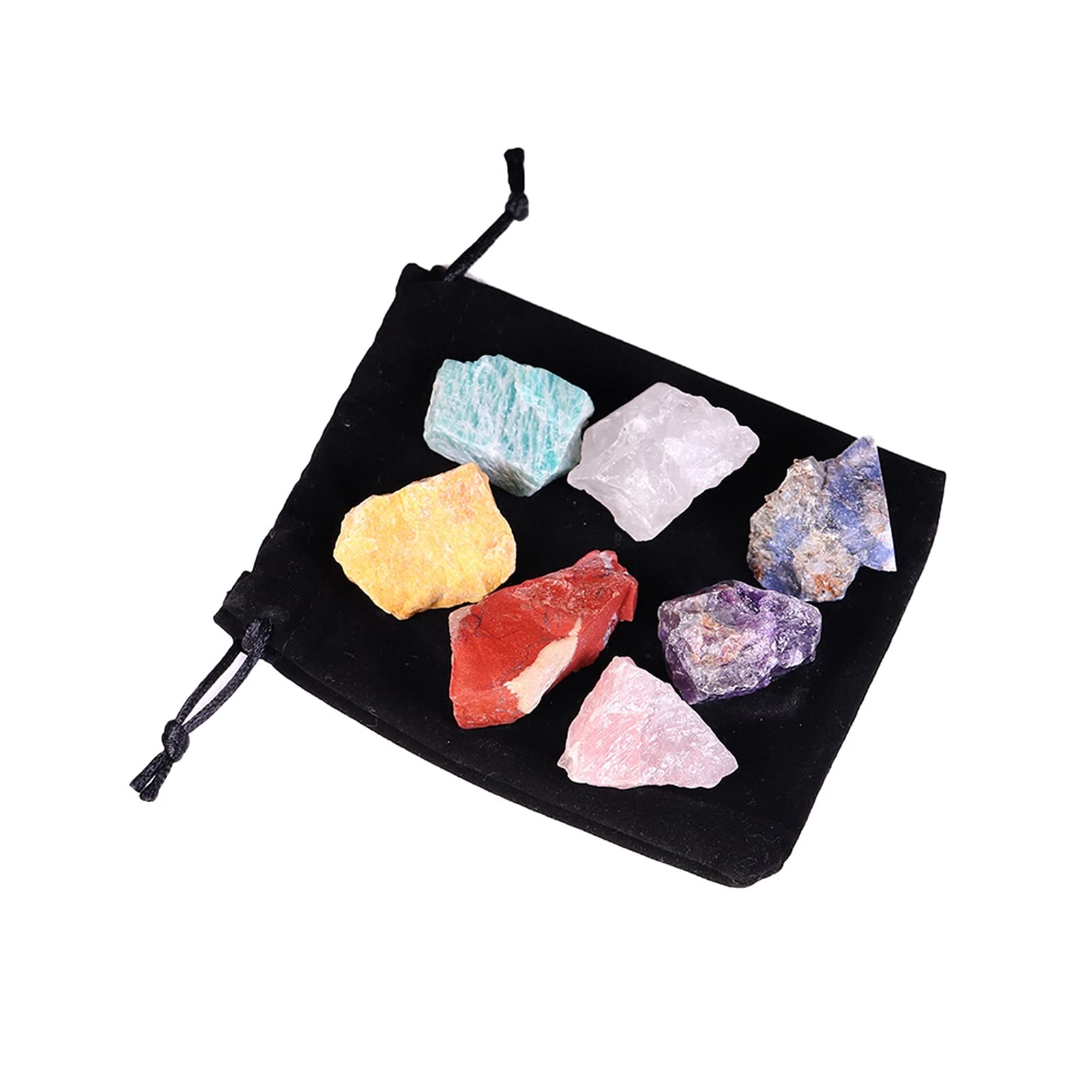FIDEMM Cristal Natural en Bruto 7PCS / Set Piedra Preciosa Natural de Siete Colores Siete Chakras Cuarzo en Bruto Cristal sin pulir Colección de minerales de energía de Yoga