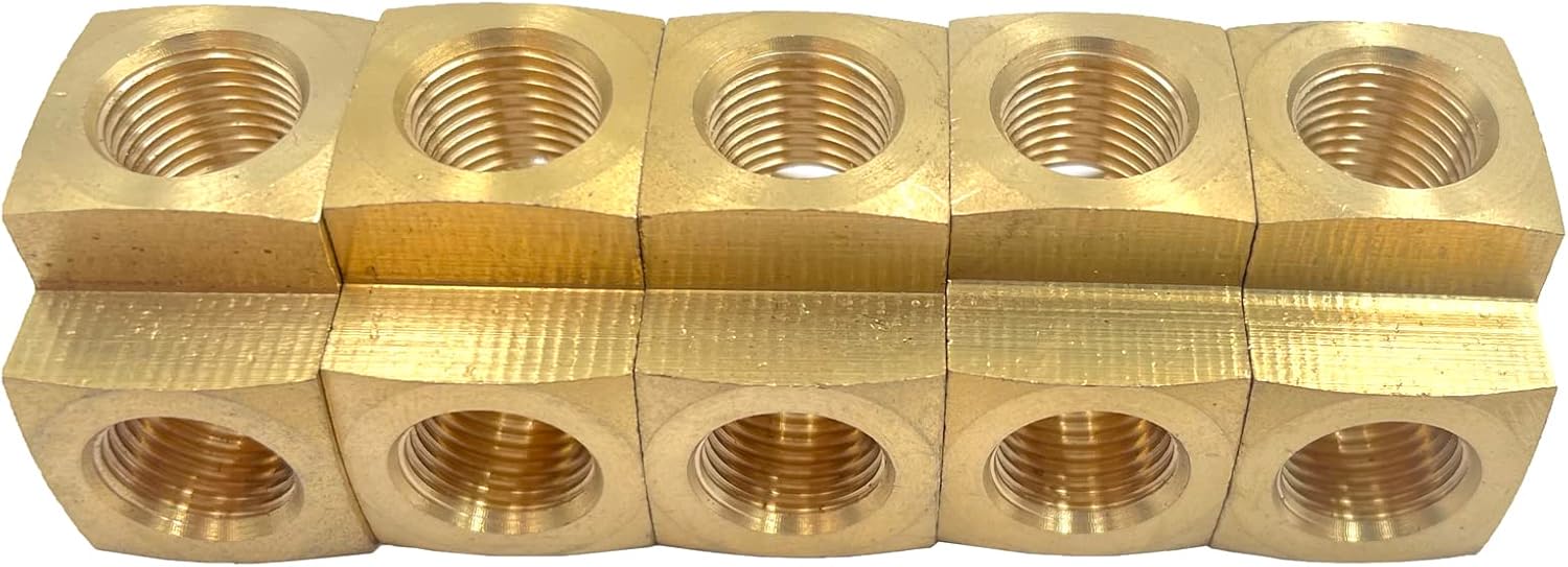 5pcs 1/8" x 1/8" x 1/8" NPT Female Pipe Tee Fittings,Brass Barstock Tee 3-Way T-Fittings Pipe Fittings