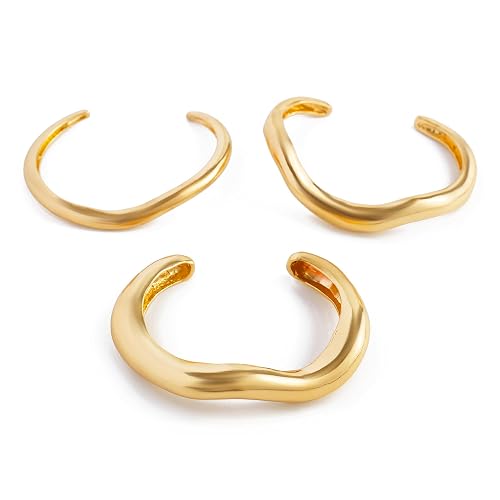 Zhuozatrfa Gold Bangle Bracelets Set for Women Open Cuff Chunky Waterproof Multi-layer Cross Wire Open Bangles Hollow Wide Bracelets Set for Woman(3 PCS)