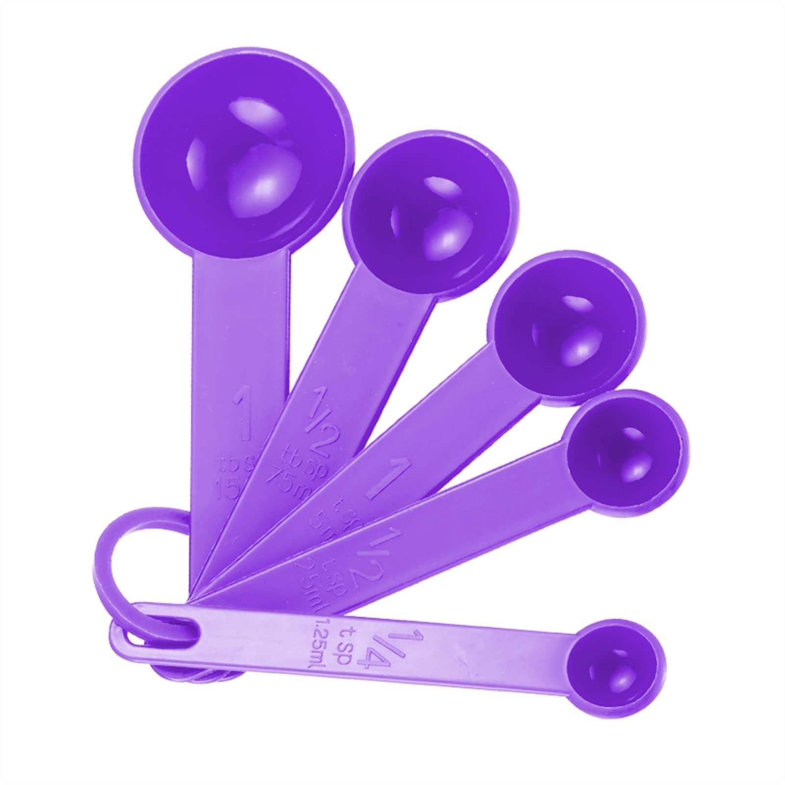 5 sztuk/zestaw 7 kolorów plastikowe kubki miarowe miarki skala kuchenne narzędzia kuchenne zestaw miarowy do pieczenia kawy cukier sól (kolor: niebieska łyżka) (fioletowa łyżka)