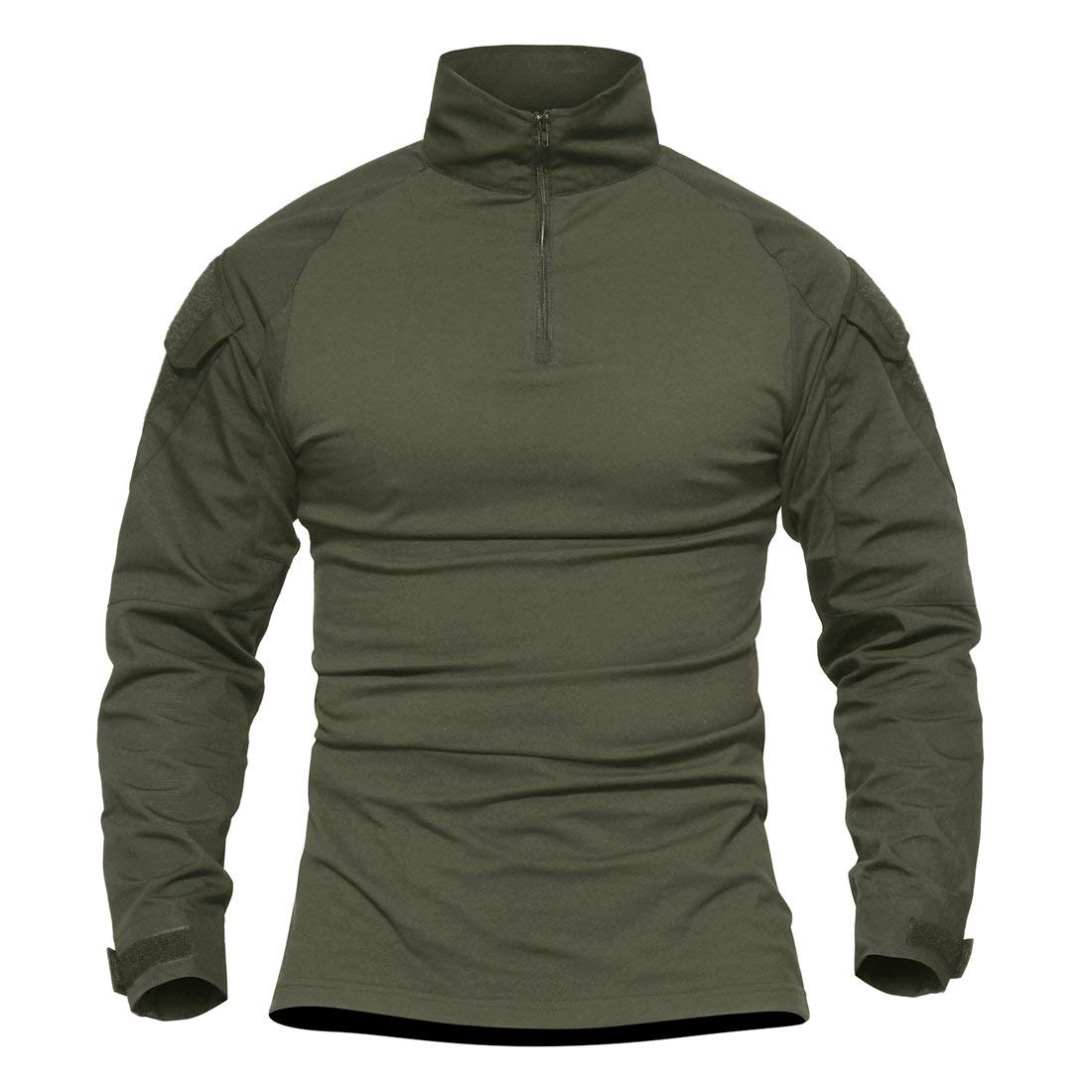 LiliChan T-Shirt Militaire à Manches Longues T-Shirt extérieur à Manches avec Fermeture éclair