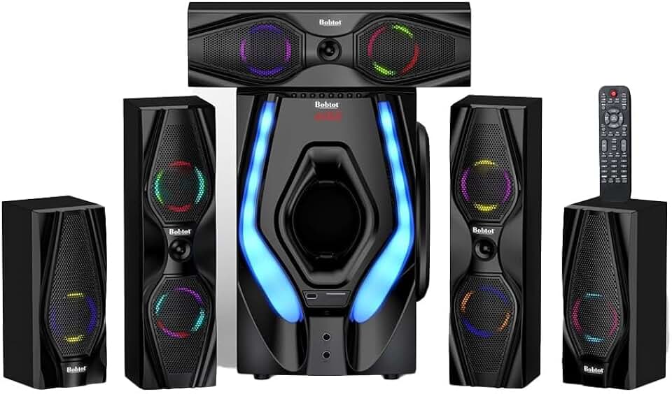 Sistema de Som 5.1 Home Theater Preto, Potência de Pico de 800W, Sistema Áudio Doméstico, Áudio Imersivo para Cinema e Jogos 110V