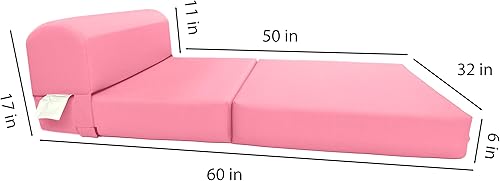 Miniatura 4 de D&D Futon Furniture Cama plegable de espuma para silla de dormir, sofá cama portátil para invitados, 6 x 32 x 70 pulgadas, color rosa