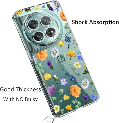 Miniatura 6 de Unov Funda compatible con OnePlus 12 5G transparente con diseño de TPU suave absorción de golpes, diseño delgado en relieve, funda protectora de