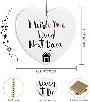 Vista 2 de Regalos de amistad para mujeres, amigos, I Wish You Lived Next Door Ornamento de recuerdo Placa de corazón Placa de graduación cumpleaños