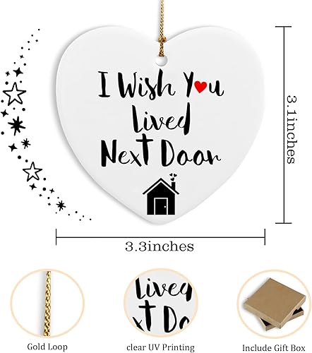 Miniatura 2 de Regalos de amistad para mujeres, amigos, I Wish You Lived Next Door Ornamento de recuerdo Placa de corazón Placa de graduación cumpleaños