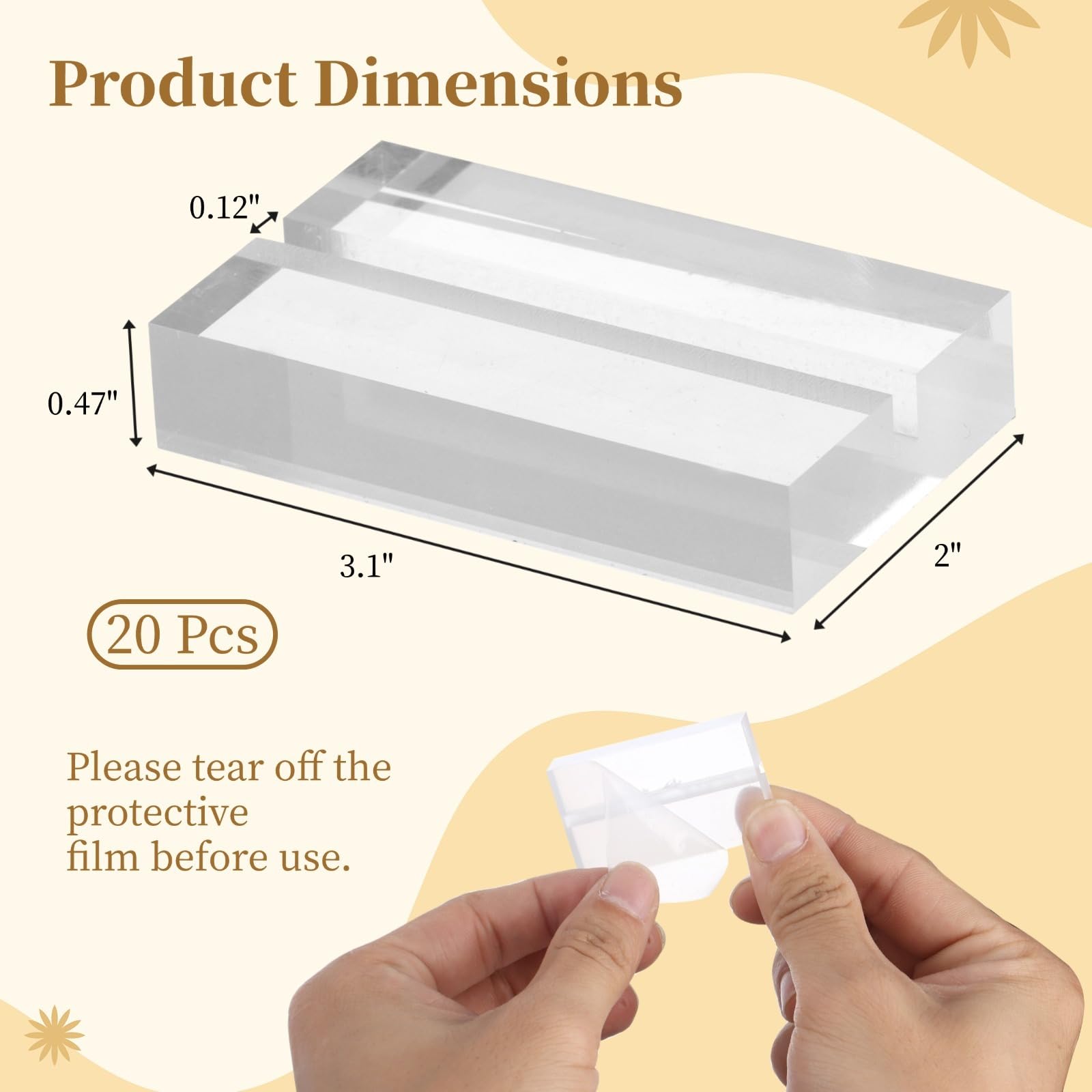 20 soportes acrílicos para tarjetas de lugar, soportes de menú transparentes con ranura para tarjetas, soportes transparentes para letreros para números de mesa, soportes de exhibición para bodas y