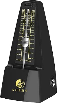 M350 AUPHY Mechanical Metronome with Accent Bell, Classic Shape, Accurate Beat, Multiple Beat Modes, Suitable for Piano Guitar Drums Violin Saxophone etc,Black
