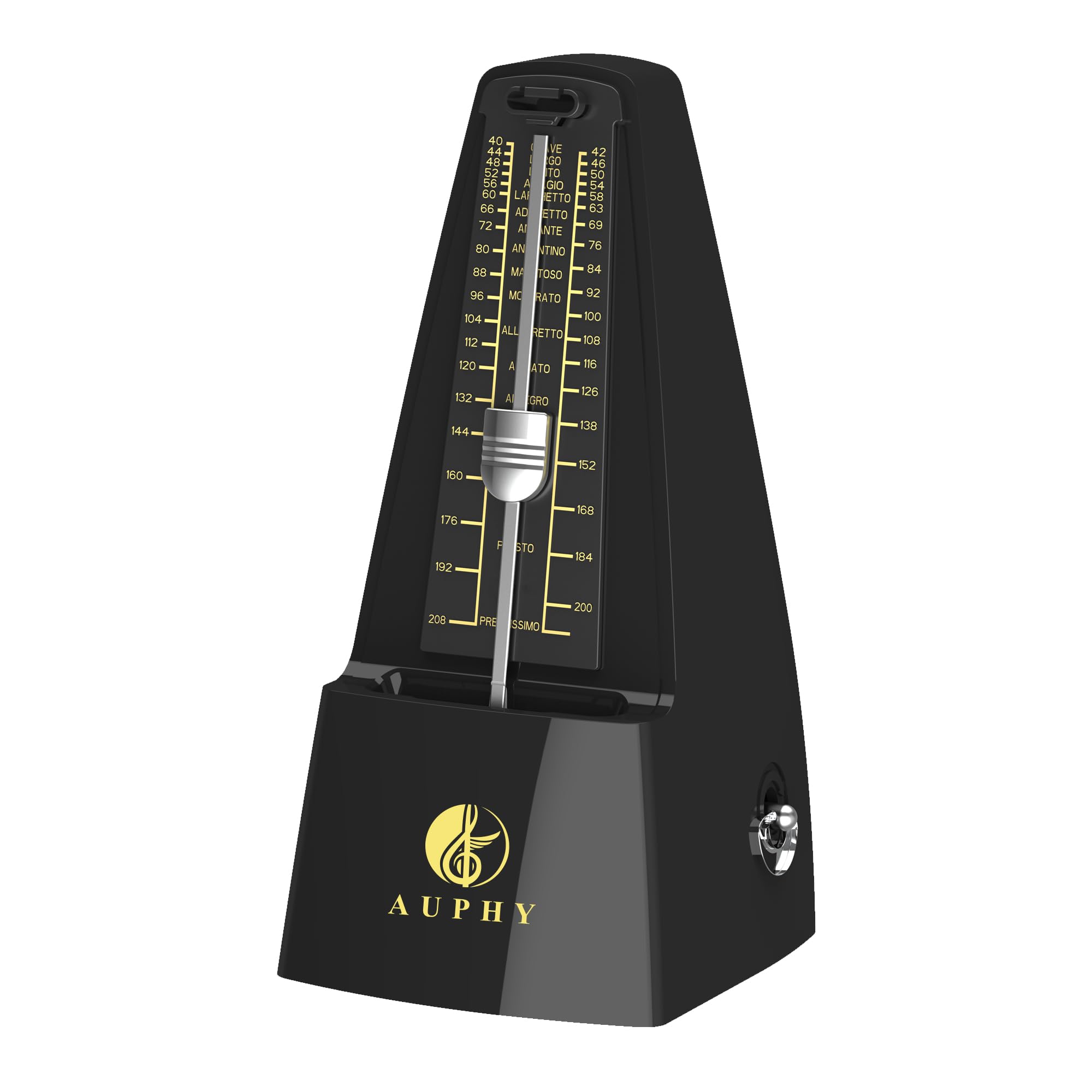 Mechanical Metronome with Accent Bell, Classic Shape, Accurate Beat, Multiple Beat Modes, Suitable for Piano Guitar Drums Violin Saxophone etc(Black)