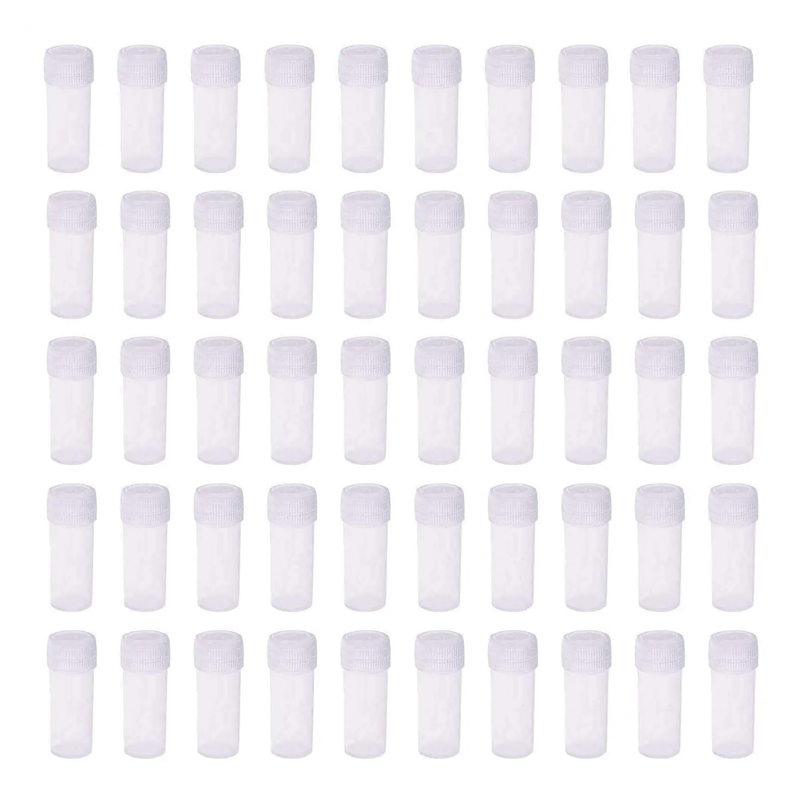 MENGKE 50-200 PCS 5ML Mini Flat-Bottomed Plastic Clear Test Tubes With Screw Caps Cosmetic Travel Lotion Storage Containers(200 pcs)
