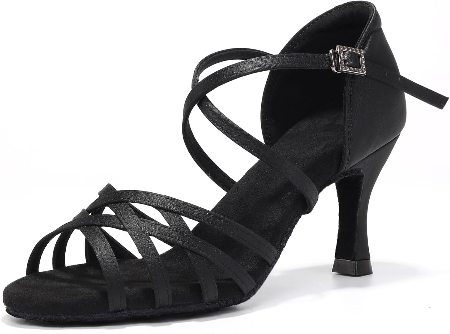 Latin Dance Shoes for Women Open Toe Salsa Tango Bachata Professional Ballroom Dancing Shoes 3 Inch Heel Black US 9