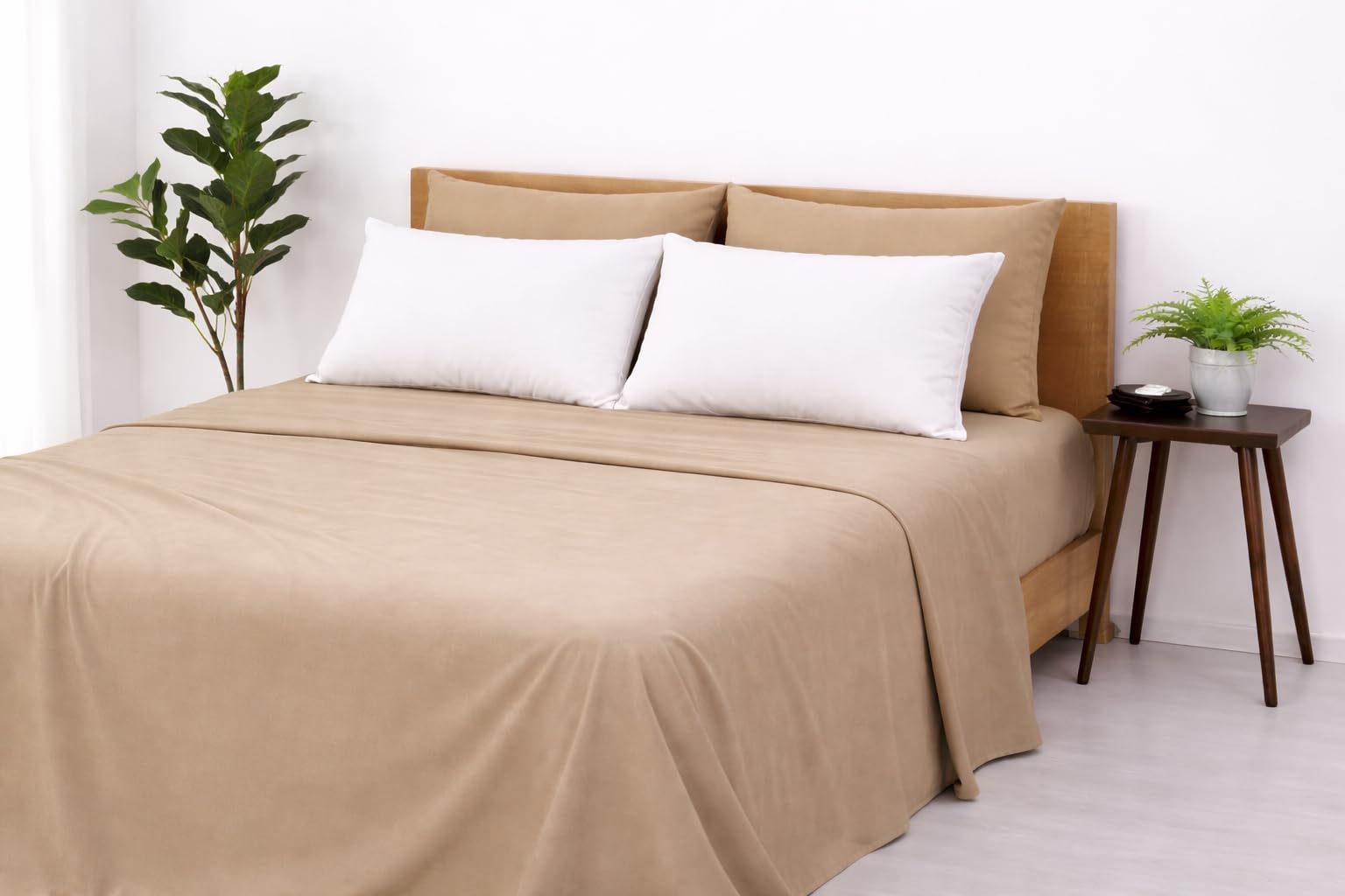 Blue Strip Polycotton Bedsheet, Double 90x100 (Camel & White)