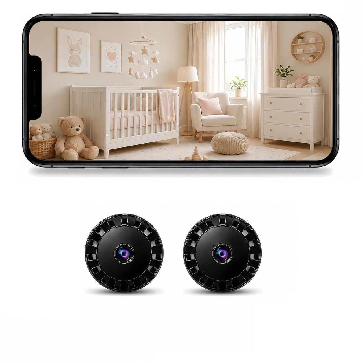 2026 Caméras Espion Mini Camera sans Fil de Surveillance, HD 1080P WiFi Caméra de sécurité avec Vision nocturnepour bébé intérieur/extérieur, Animal de Compagnie, Compatible L/X1 (Black, Tiny 2 PCS)