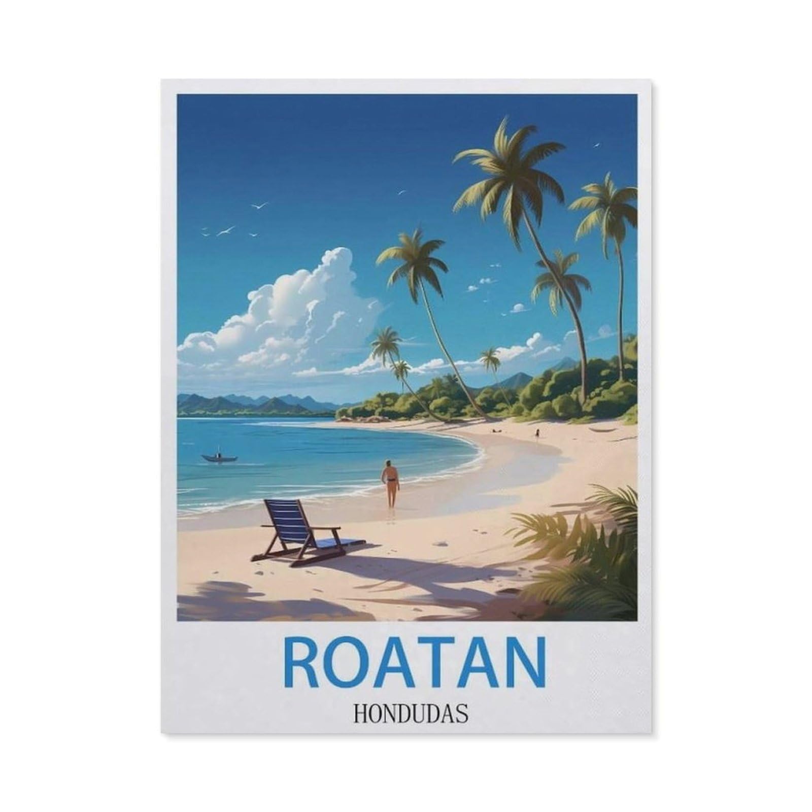 Funny Metal Tin Sign Wall Decor，Roatan Honduras(30x40cm）