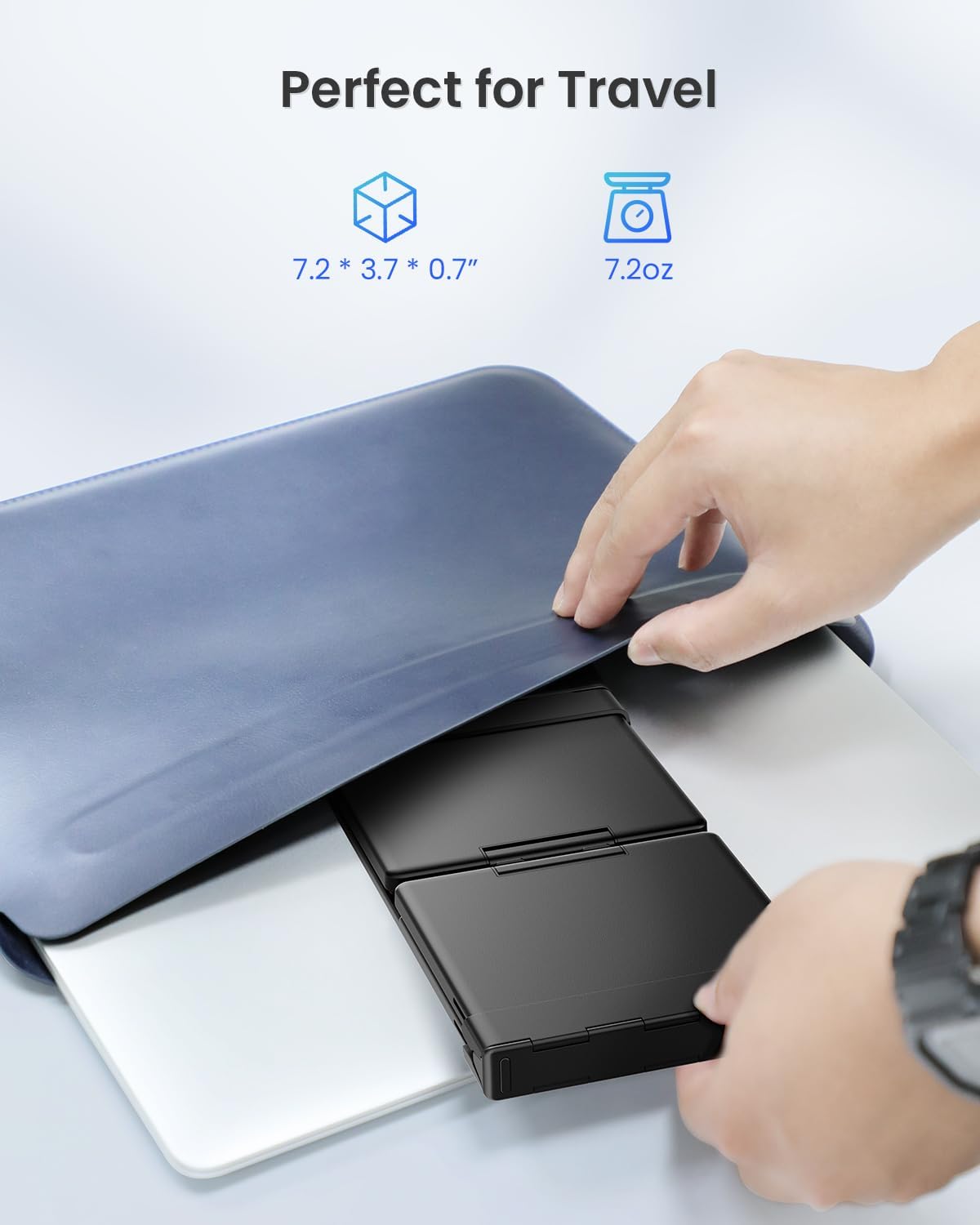 Foldable Bluetooth Keyboard, Folding Portable Wireless Keyboard with Numeric Keypad, Pocket Travel Keyyboard for MacOS Android Windows iOS, Sync Up to 3 Devices (BT5.1 x 3)