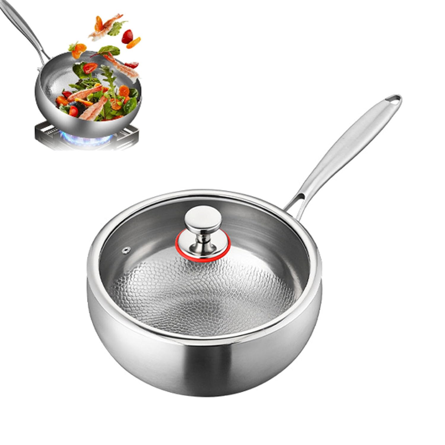 Photo 1 of STEHEMO Titanium Hammered Pan with Lid, Thickened Multi-Layer Stock Pot, Titanium Wok Pan, Scratch-Resistant Non Stick Titanium Frying Pans, Even Heating for Cooking,9.44in/lid