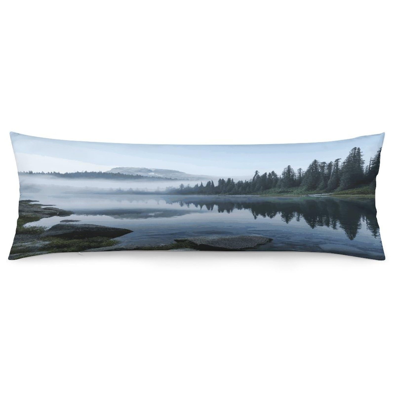 Foggy Lake by Mount Rainier Pillow Case Soft Breathable Long Pillowcover Pillow Protector Suitable for Sofas Car Chairs and Any Room