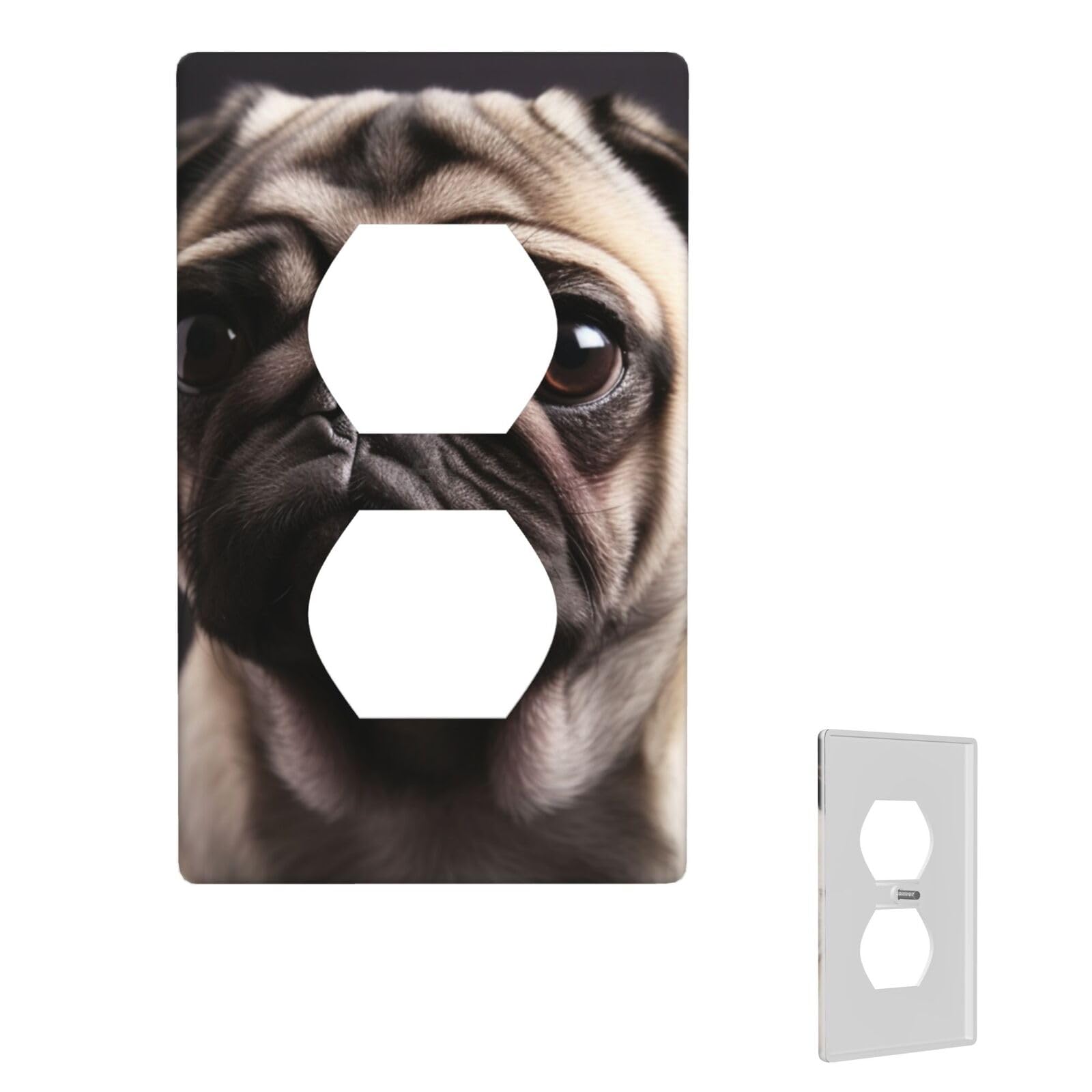 1-Gang Decorator Wall Plate pug Light Switch Cover Single Gang Receptacle Wall Plate Standard Size 4.5" x 2.76" Wallplate Unbreakable Polycarbonate Outlet Faceplates Cover