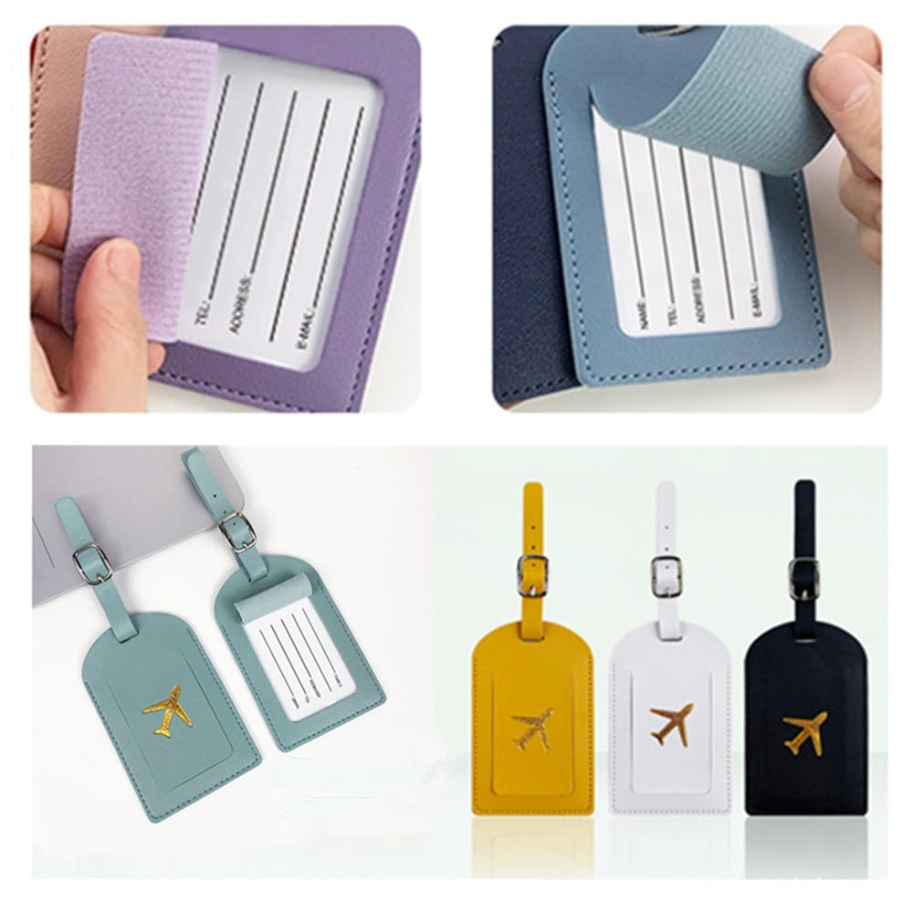 6 Etichette Per Valigia In Pelle PU - Con Protezione Privacy, Anti-Smarrimento, Per Viaggi E Aereo - Foto 5