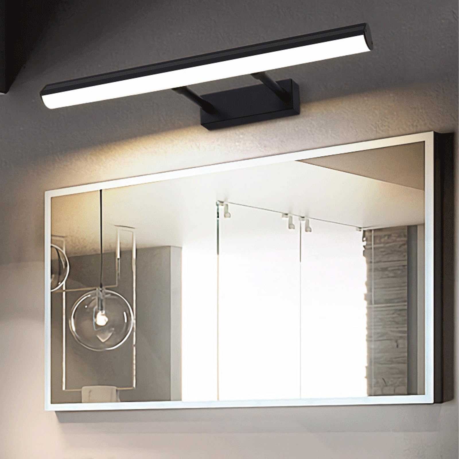 Spiegelleuchte Bad LED Wandleuchten Bildbeleuchtung 270° Drehung Faltbar Wandbeleuchtung Badezimmer Modern Metall Wandleuchte für Make-up Wohnzimmer Schminktisch Flur (Silbernes Weißes Licht,40cm)