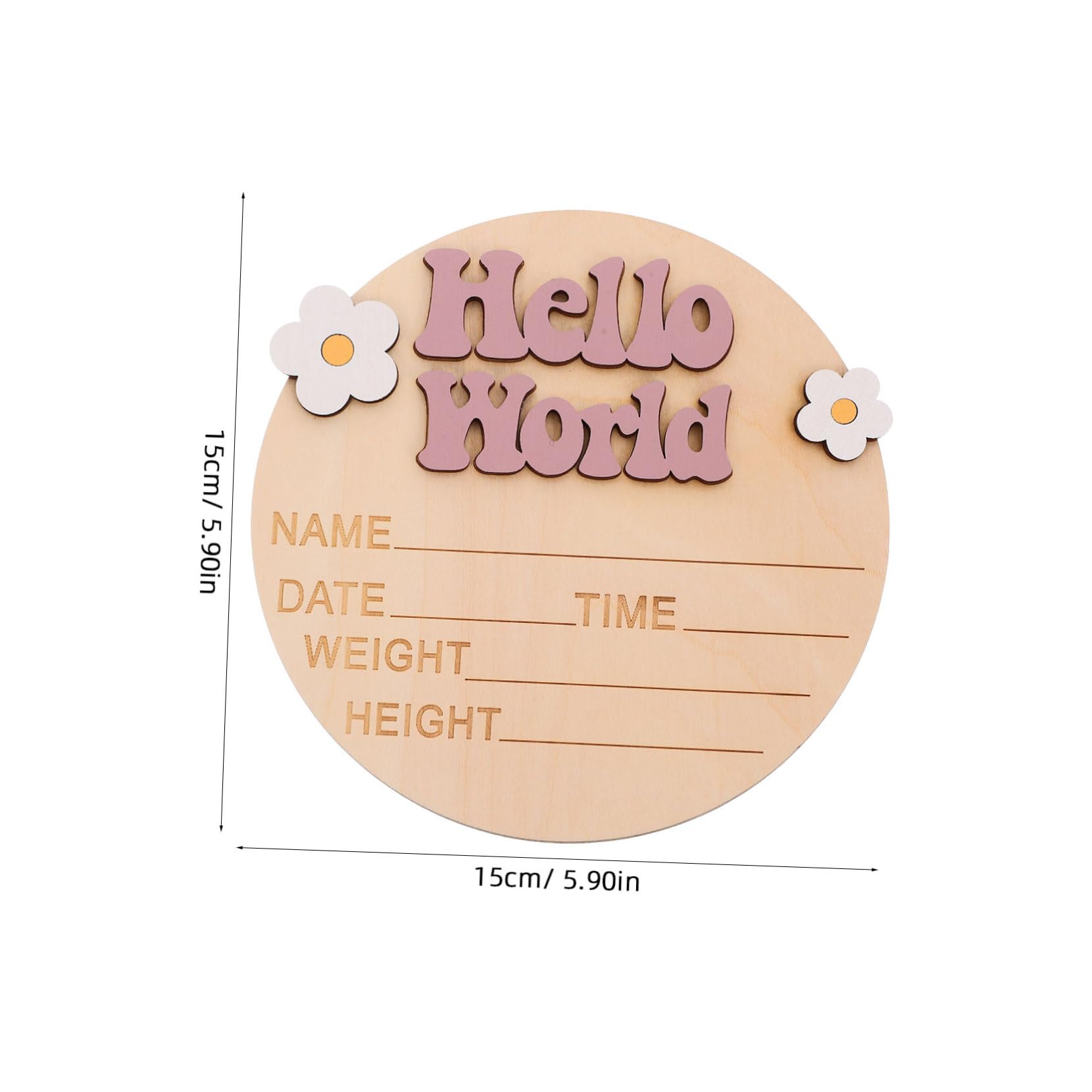 Abaodam Baby Name Sign for Nursery Birth Milestone Card Handmade Wood Plaque Newborn Welcome Dec