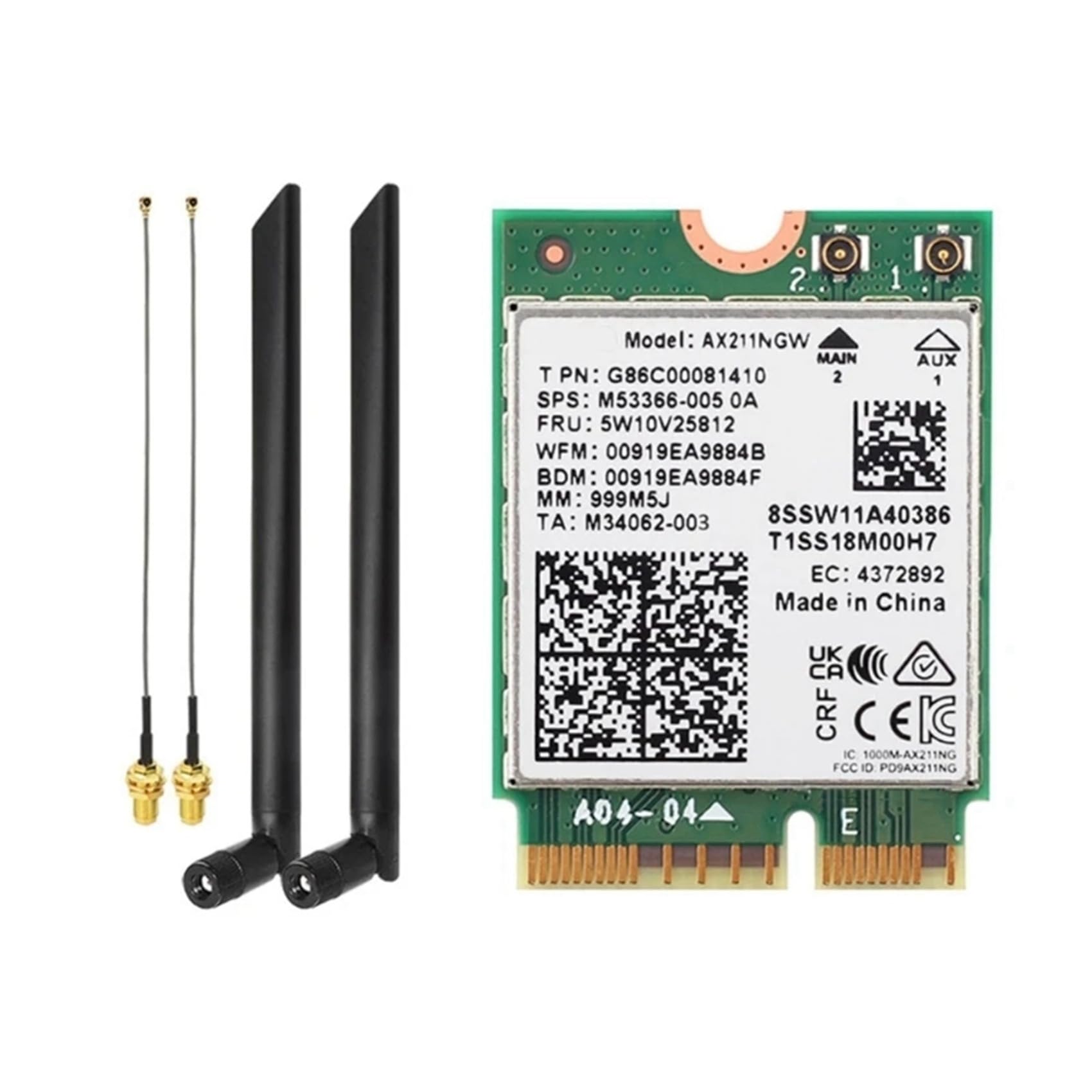 Carte WiFi-6E AX211NGW Tri-Band -MIMO Vert