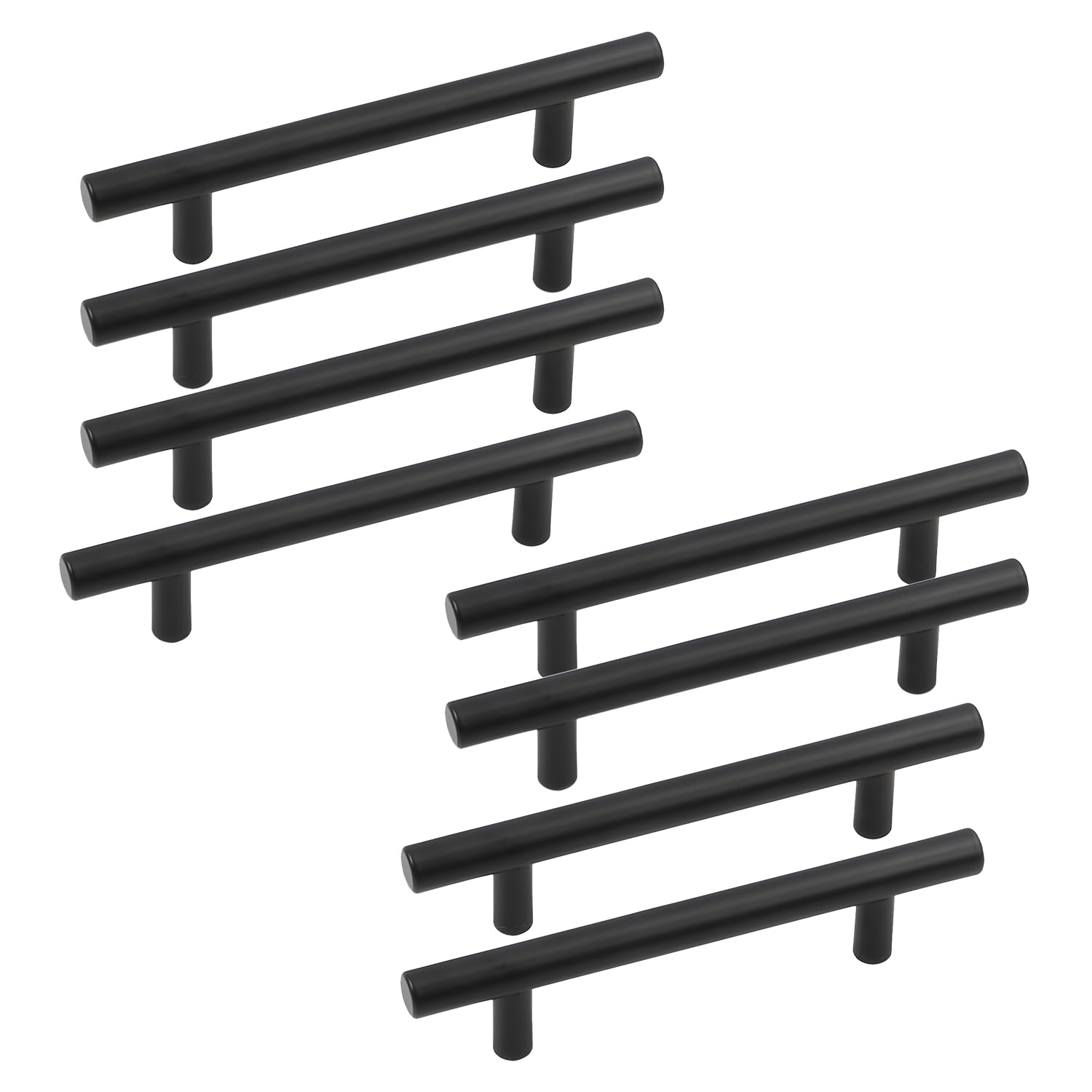 8 Pcs Black Kitchen Cupboard Handles 160mm Hole Centre T Bar Kitchen ...